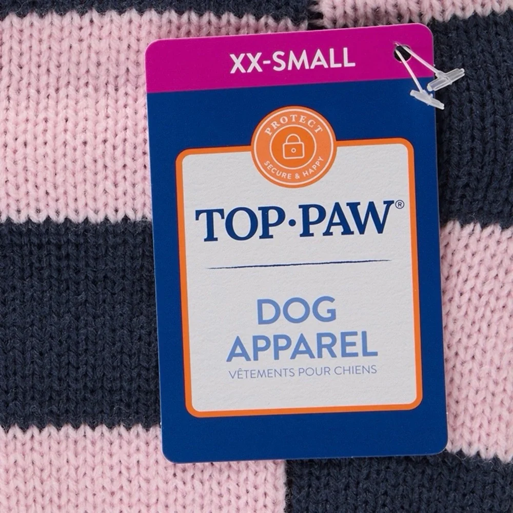 Top Paw Pink and Black Striped Dog Sweater